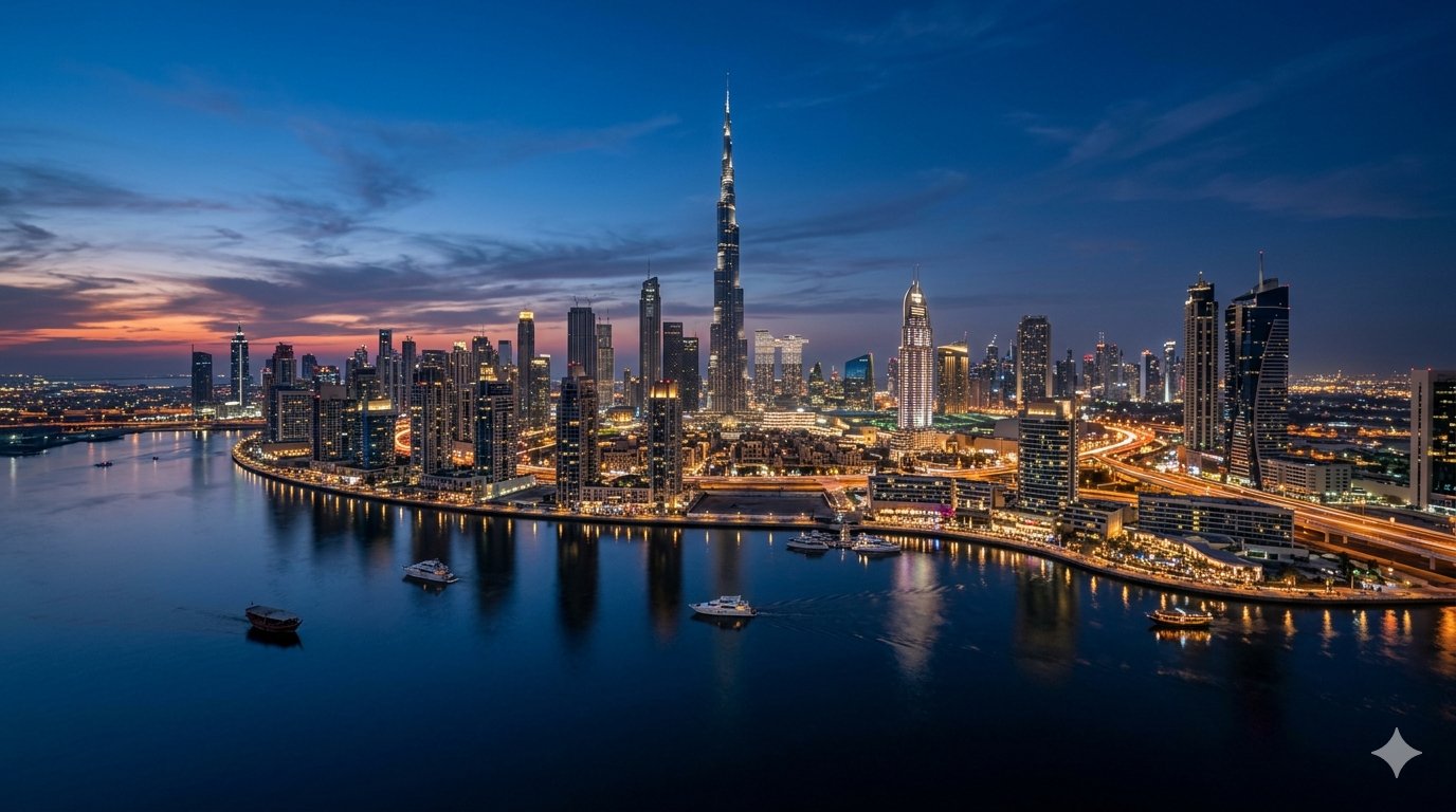 Dubai Skyline bei Nacht